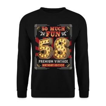 58ème anniversaire 58 ans Vintage-Retro Fun-Birthday - Sweat-shirt Unisexe - noir - Devant - Alina (178cm) & Michal (187cm)
