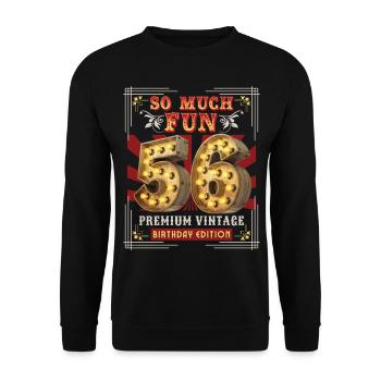 56th birthday 56 years Vintage-Retro Fun-Birthday - Unisex Sweatshirt - black - Front - Alina (178cm) & Michal (187cm)