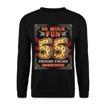 55th birthday 55 years Vintage-Retro Fun-Birthday - Unisex Sweatshirt - black - Front - Alina (178cm) & Michal (187cm)
