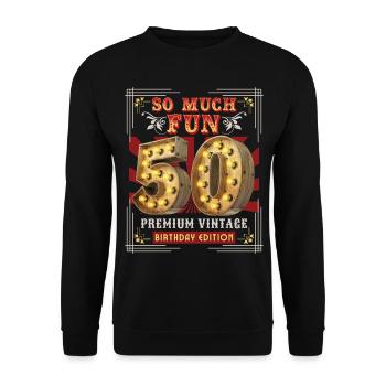 50th birthday 50 years Vintage-Retro Fun-Birthday - Unisex Sweatshirt - black - Front - Alina (178cm) & Michal (187cm)