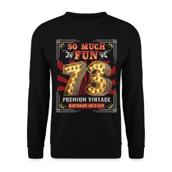 73ème anniversaire 73 ans Vintage-Retro-Fun-Anniversaire - Sweat-shirt Unisexe - noir - Devant - Alina (178cm) & Michal (187cm)