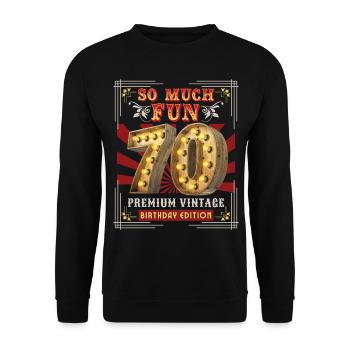 70th Birthday 70 Years Vintage-Retro Fun-Birthday - Unisex Sweatshirt - black - Front - Alina (178cm) & Michal (187cm)