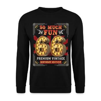 66th birthday 66 years Vintage-Retro Fun-Birthday - Unisex Sweatshirt - black - Front - Alina (178cm) & Michal (187cm)