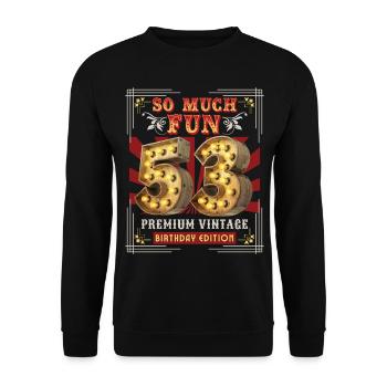 53. Geburtstag 53 Jahre Vintage-Retro Fun-Birthday - Unisex Pullover - Schwarz - Vorne - Alina (178cm) & Michal (187cm)