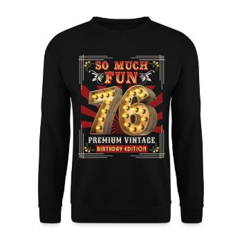 76ème anniversaire 76 ans Vintage-Rétro Fun-Anniversaire - Sweat-shirt Unisexe - noir - Devant - Alina (178cm) & Michal (187cm)