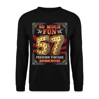 57ème anniversaire 57 ans Vintage-Rétro Fun-Anniversaire - Sweat-shirt Unisexe - noir - Devant - Alina (178cm) & Michal (187cm)