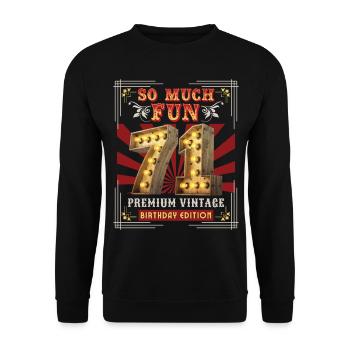 71st birthday 71 years Vintage-Retro Fun-Birthday - Unisex Sweatshirt - black - Front - Alina (178cm) & Michal (187cm)