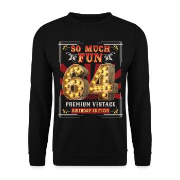 64th birthday 64 years Vintage-Retro Fun-Birthday - Unisex Sweatshirt - black - Front - Alina (178cm) & Michal (187cm)