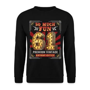 61ème anniversaire 61 ans Vintage-Rétro Fun-Anniversaire - Sweat-shirt Unisexe - noir - Devant - Alina (178cm) & Michal (187cm)