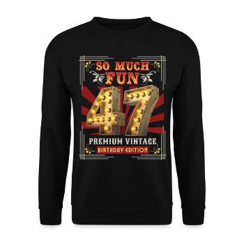 47ème anniversaire 47 ans Vintage-Retro Fun-Birthday - Sweat-shirt Unisexe - noir - Devant - Alina (178cm) & Michal (187cm)