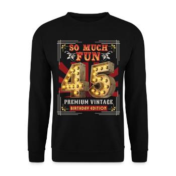 45th birthday 45 years Vintage-Retro Fun-Birthday - Unisex Sweatshirt - black - Front - Alina (178cm) & Michal (187cm)