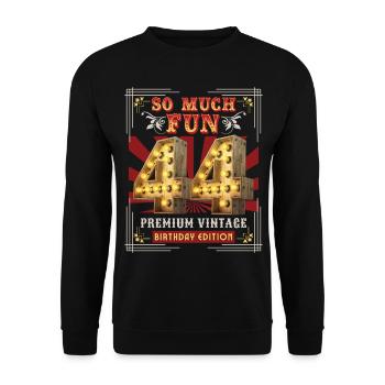 44th birthday 44 years Vintage-Retro Fun-Birthday - Unisex Sweatshirt - black - Front - Alina (178cm) & Michal (187cm)