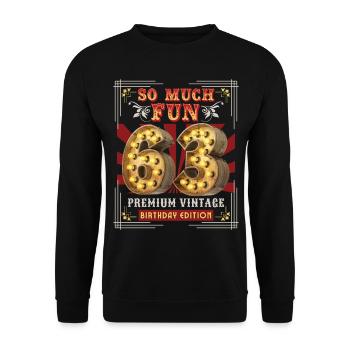 63ème anniversaire 63 ans Vintage-Rétro Fun-Anniversaire - Sweat-shirt Unisexe - noir - Devant - Alina (178cm) & Michal (187cm)