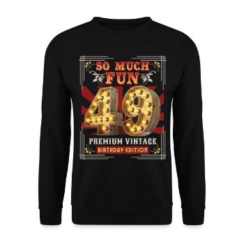 49ème anniversaire 49 ans Vintage-Rétro Fun-Anniversaire - Sweat-shirt Unisexe - noir - Devant - Alina (178cm) & Michal (187cm)