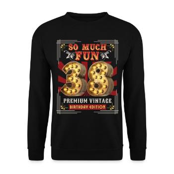 38ème anniversaire 38 ans Vintage-Retro Fun-Birthday - Sweat-shirt Unisexe - noir - Devant - Alina (178cm) & Michal (187cm)