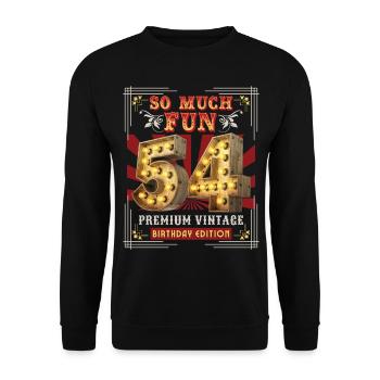 54ème anniversaire 54 ans Vintage-Rétro Fun-Anniversaire - Sweat-shirt Unisexe - noir - Devant - Alina (178cm) & Michal (187cm)