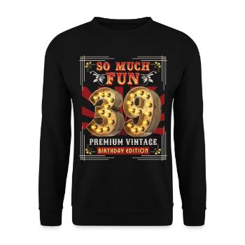 39ème anniversaire 39 ans Vintage-Retro-Fun-Anniversaire - Sweat-shirt Unisexe - noir - Devant - Alina (178cm) & Michal (187cm)