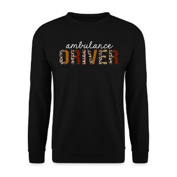 Krankenwagen-Fahrer-Leoparden-Druck-lustiges Geschenk - Unisex Pullover - Schwarz - Vorne - Alina (178cm) & Michal (187cm)