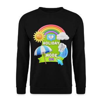 Holiday, Holiday-Mode-On funny saying, 3D design - Unisex Sweatshirt - black - Front - Alina (178cm) & Michal (187cm)