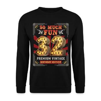 32ème anniversaire 32 ans Vintage-Retro Fun-Birthday - Sweat-shirt Unisexe - noir - Devant - Alina (178cm) & Michal (187cm)