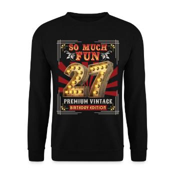 27th birthday 27 years Vintage-Retro Fun-Birthday - Unisex Sweatshirt - black - Front - Alina (178cm) & Michal (187cm)