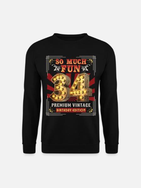 34. Geburtstag 34 Jahre Vintage-Retro Fun-Birthday - Unisex Pullover - Schwarz
