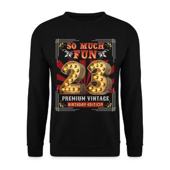 23rd birthday 23 years Vintage-Retro Fun-Birthday - Unisex Sweatshirt - black - Front - Alina (178cm) & Michal (187cm)