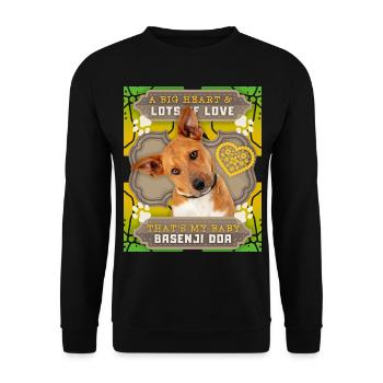 Basenji Doa, dog, bongo pedigree dog funny saying - Unisex Sweatshirt - black - Front - Alina (178cm) & Michal (187cm)