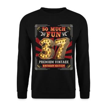 37th birthday 37 years Vintage-Retro Fun-Birthday - Unisex Sweatshirt - black - Front - Alina (178cm) & Michal (187cm)