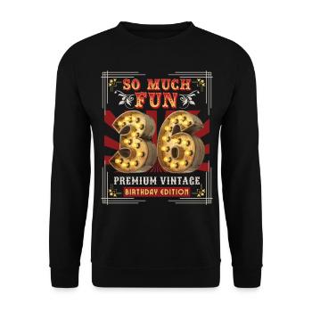 36th birthday 36 years Vintage-Retro Fun-Birthday - Unisex Sweatshirt - black - Front - Alina (178cm) & Michal (187cm)