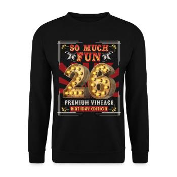 26ème anniversaire 26 ans Vintage-Retro Fun-Birthday - Sweat-shirt Unisexe - noir - Devant - Alina (178cm) & Michal (187cm)