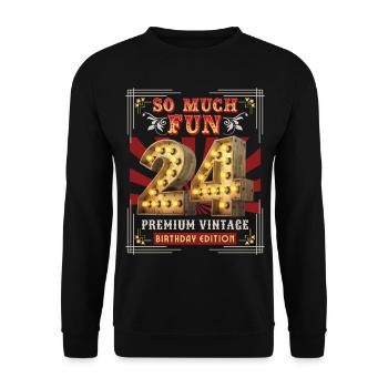 24th birthday 24 years Vintage-Retro Fun-Birthday - Unisex Sweatshirt - black - Front - Alina (178cm) & Michal (187cm)