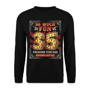 35th birthday 35 years Vintage-Retro Fun-Birthday - Unisex Sweatshirt - black - Front - Alina (178cm) & Michal (187cm)