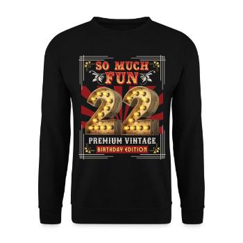 22ème anniversaire 22 ans Vintage-Retro Fun-Birthday - Sweat-shirt Unisexe - noir - Devant - Alina (178cm) & Michal (187cm)