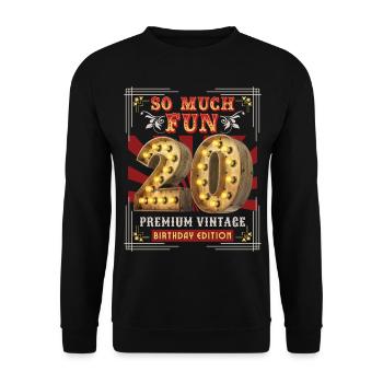 20th Birthday 20 Years Vintage-Retro Fun-Birthday - Unisex Sweatshirt - black - Front - Alina (178cm) & Michal (187cm)
