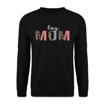 boy mom Leopard Print Funny Gift - Unisex Sweatshirt - black - Front - Alina (178cm) & Michal (187cm)