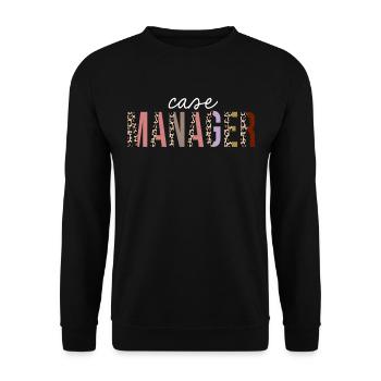 Case Manager Leopard Print lustiges Geschenk - Unisex Pullover - Schwarz - Vorne - Alina (178cm) & Michal (187cm)