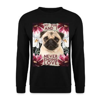 Pug dog, Pug-Dog dicton drôle - Sweat-shirt Unisexe - noir - Devant - Alina (178cm) & Michal (187cm)