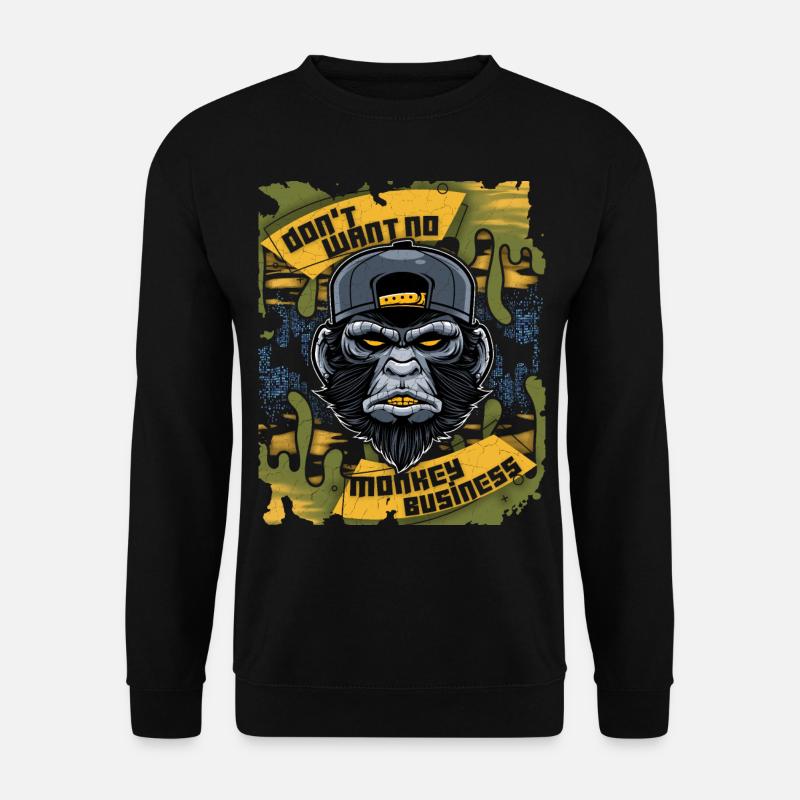 Affe, Monkey-Affe, lustiger Spruch Monkey-Business - Unisex Pullover - Schwarz