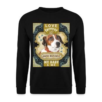 Jack-Russell-Terrier, Hund, Spruch Love-Forever - Unisex Pullover - Schwarz - Vorne - Alina (178cm) & Michal (187cm)