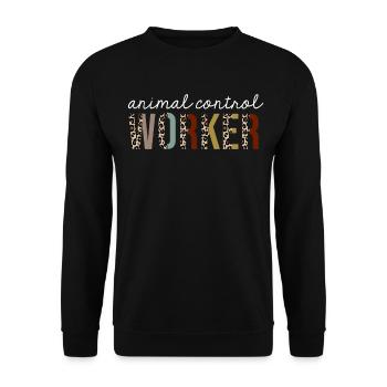 Cadeau drôle d'impression de léopard de travailleur de contrôle des animaux - Sweat-shirt Unisexe - noir - Devant - Alina (178cm) & Michal (187cm)