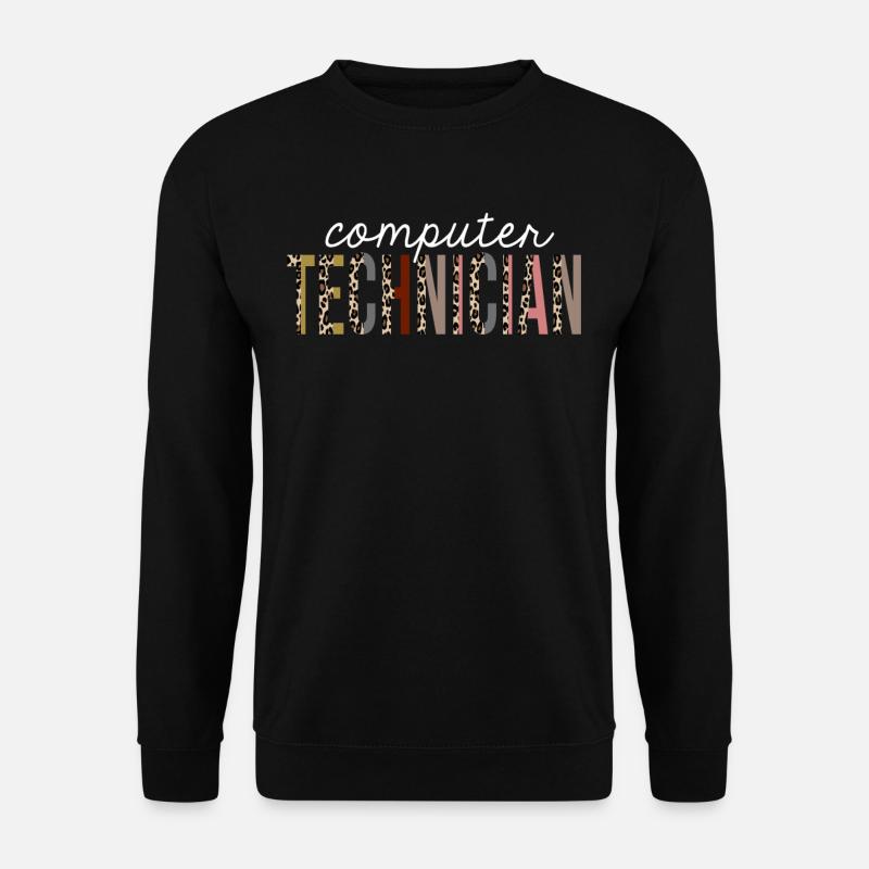Computertechniker-Leopard-Druck-lustiges Geschenk - Unisex Pullover - Schwarz