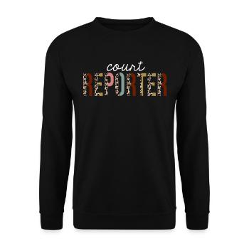 Gerichtsschreiber-Leoparden-Druck-lustiges Geschenk - Unisex Pullover - Schwarz - Vorne - Alina (178cm) & Michal (187cm)