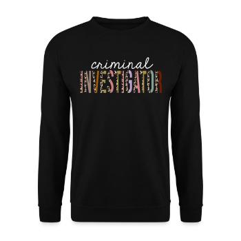 Lustiges Geschenk des Kriminalbeamten-Leoparden-Druckes - Unisex Pullover - Schwarz - Vorne - Alina (178cm) & Michal (187cm)