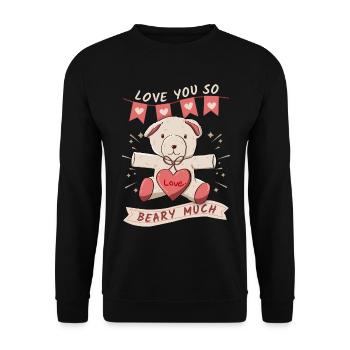 Funny Bear, Teddy Bear, Love-You-Love Saying, Pun - Unisex Sweatshirt - black - Front - Alina (178cm) & Michal (187cm)