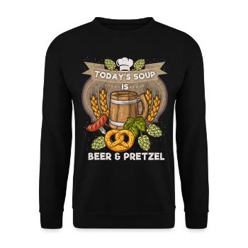 Bier und Brezel, lustiger Spruch - Unisex Pullover - Schwarz - Vorne - Alina (178cm) & Michal (187cm)