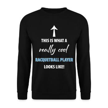this is what a really cool RACQUETBALL player look - Unisex Sweatshirt - black - Front - Alina (178cm) & Michal (187cm)