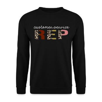 Kundendienstmitarbeiter Leopard Print lustiges Geschenk - Unisex Pullover - Schwarz - Vorne - Alina (178cm) & Michal (187cm)