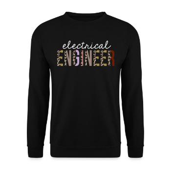 Elektroingenieur Leopardenprint lustiges Geschenk - Unisex Pullover - Schwarz - Vorne - Alina (178cm) & Michal (187cm)
