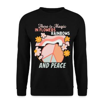 Peace symbol, peace sign, rainbow - Unisex Sweatshirt - black - Front - Alina (178cm) & Michal (187cm)